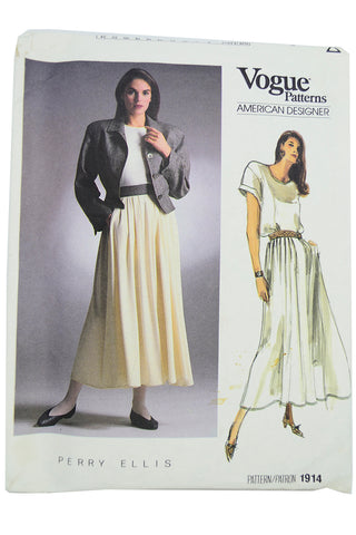 Perry Ellis Vogue 1914 American Designer 1987 Skirt & Jacket Pattern 80s
