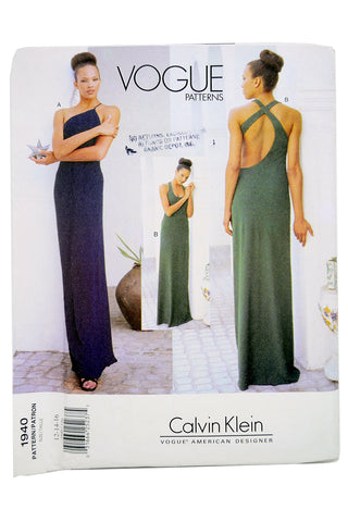 Uncut 1990s Vogue 1940 Calvin Klein American Designer 90s Dress Pattern