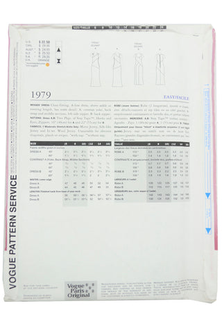 Uncut 1990s Vogue 1979 Paris Original Karl Lagerfeld Evening Dresses Pattern