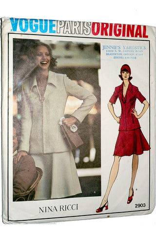 Nina Ricci Vogue 2903 Paris Original 1976 Sewing Pattern