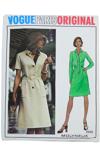 1973 Vogue Paris Original # 2935 Edward Molyneux Vintage Designer Dress Sewing Pattern