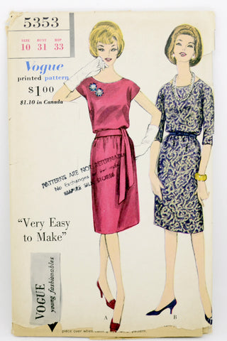 Vogue 5353 Vintage Dress Sewing Pattern
