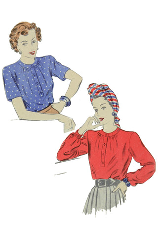 1942 Vogue 9350 Vintage Blouse Sewing Pattern