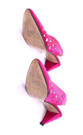 1980s Walter Steiger Pink Vintage Sling Back Shoes Star Cut outs