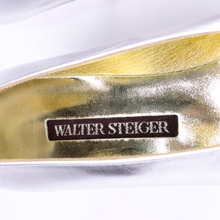 Unworn Vintage Walter Steiger Silver Metallic Shoes Size 7B Holiday Shoes