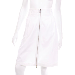 Dolce & Gabbana White Cotton Denim Pencil Skirt with Exposed Zipper double zipper