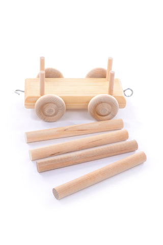 Vintage Classic Natural Wood Train Set w/ 5 Linking Cars