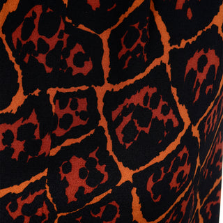 1989 Yves Saint Laurent Animal Print Dress Runway & Print Ad Documented Orange & Brown Silk