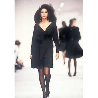 1990 Yves Saint Laurent Documented Runway Black Bow YSL Dress