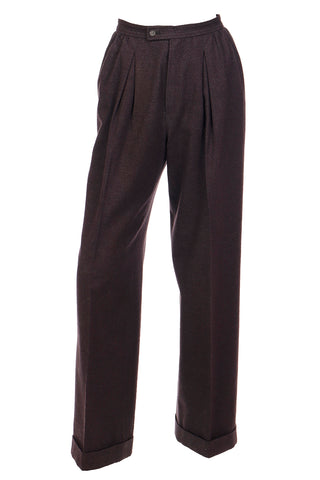 1970s YSL brown wool trousers with cuff