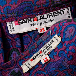 1980s Yves Saint Laurent Rive Gauche Purple Wool Challis Skirt Ensemble