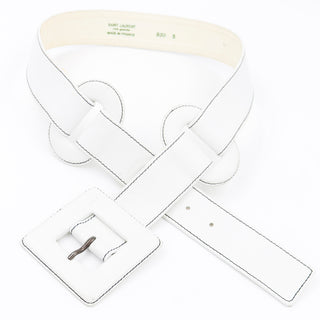 1980s Yves Saint Laurent White Leather Vintage Belt With Unique Loops YSL Rive Gauche