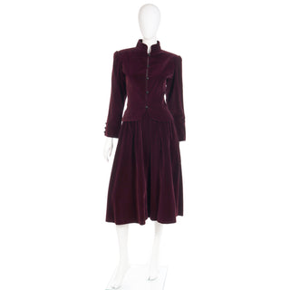 YSL 1980s YSL Russian Inspired Burgundy Velvet Evening Outfit w/ Skirt & Jacket