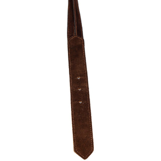1970s Yves Saint Laurent YSL Vintage Brown Suede & Leather Twist Belt Size L