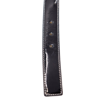 Vintage YSL Leather Belt w White Top Stitching