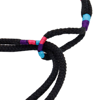 Yves Saint Laurent Vintage Black Rope Belt W Pink & Blue Knotted Purple Cotton