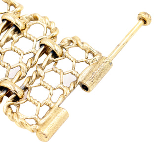 1980s Yves Saint Laurent Gold Bracelet With Unique Pin Closure