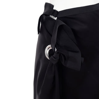 2004 Yohji Yamamoto black avant garde outfit skirt metal rings tied
