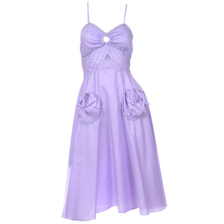 1970s Young Edwardian Arpeja Vintage Purple Cotton Dress