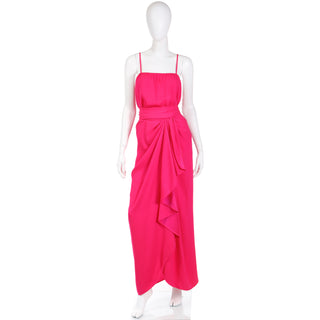 YSL 1990s Yves Saint Laurent Haute Couture Hot Pink Evening Dress