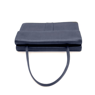 1980s Yves Saint Laurent Bag Midnight Blue Silk Double Compartment Handbag