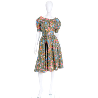 1986 YSL cotton floral print day dress