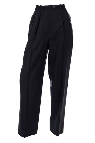 Yves Saint Laurent Haute Couture Black Silk High Waist Trousers