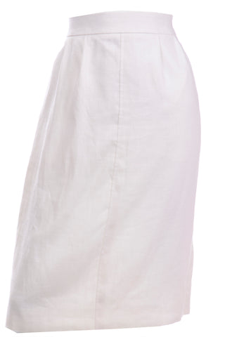 YSL Vintage Yves Saint Laurent White Linen Pencil Skirt