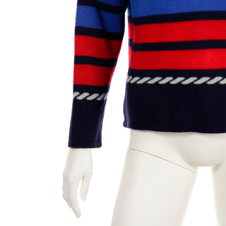 1990s Yves Saint Laurent Variation Striped Sweater w/ Rope Detail