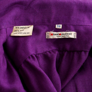 1970s Yves Saint Laurent Purple Cashmere & Silk Vintage Blouse France