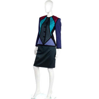 Yves Saint Laurent Vintage 1988 color block jacket and 2 skirts suit YSL collectible vintage