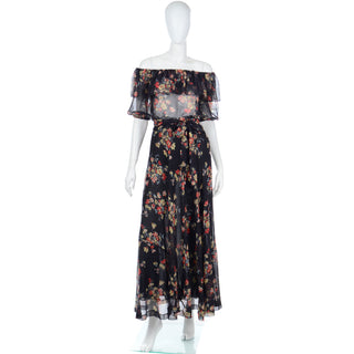 1970s Yves Saint Laurent Vintage Maxi Dress with Sheer Top