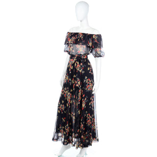 Black Floral YSL Vintage Maxi Dress