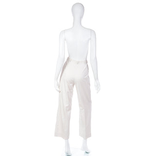 1980s Yves Saint laurent High Waist Pleated Dove Grey Cotton Trousers Rive Gauche