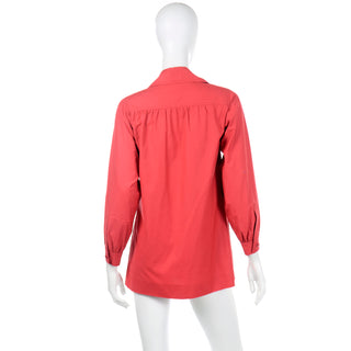 1970s YSL Yves Saint Laurent Vintage Red Cotton Shirt Artist Smock Top Iconic design