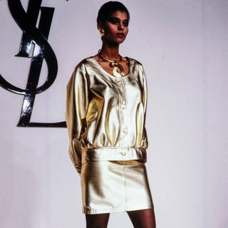 S/S 1982 Yves Saint Laurent Silver Leather Runway Jacket