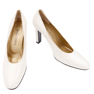 1990s Yves Saint Laurent Ivory Rounded Toe Shoes