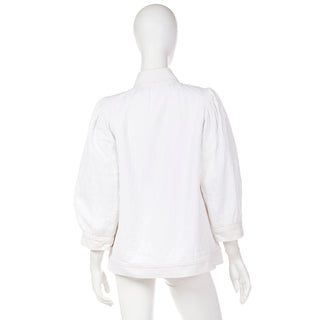 1970s Yves Saint Laurent Quilted Ivory Smock Style Jacket