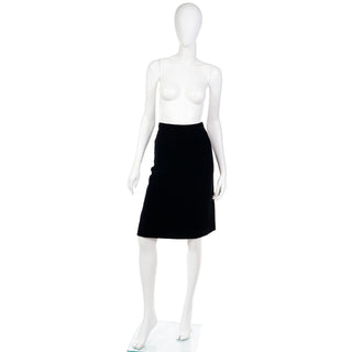 1980s YSL Yves Saint Laurent Black Velvet Skirt