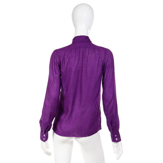 1970s Yves Saint Laurent Purple Cashmere & Silk Vintage Blouse YSL top