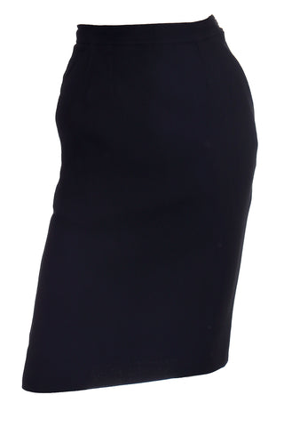 1990s Yves Saint Laurent Black Textured Wool & Silk Pencil Skirt