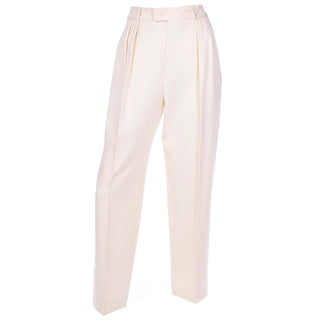 1980s Yves Saint Laurent Cream Wool Trousers  French 42