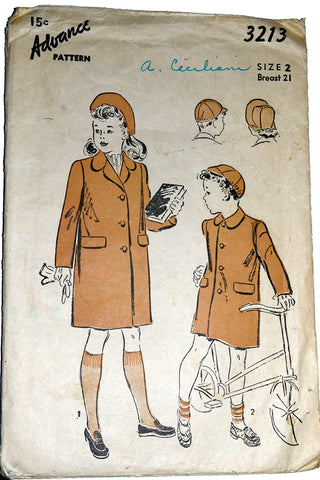 Advance 3213 Childrens Coat vintage Pattern