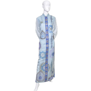 Alfred Shaheen Vintage Caftan Maxi Dress Blue