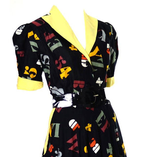 1950's Novelty Print Vintage Dress with Alphabet