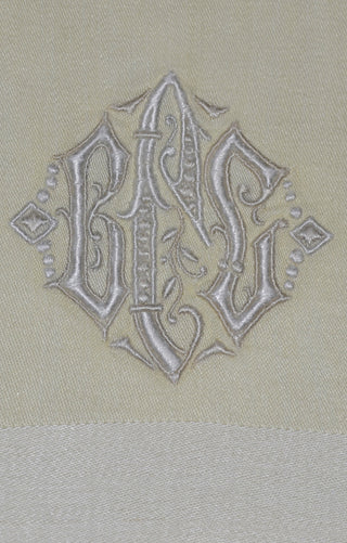 10 Banded Damask Monogrammed Vintage Napkins 21.5