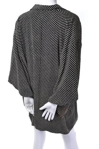 1960's Japanese Black & White Polka Dot Vintage Kimono Top w Teal Tassels - Dressing Vintage