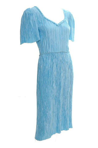 Mary McFadden Couture vintage blue pleated dress