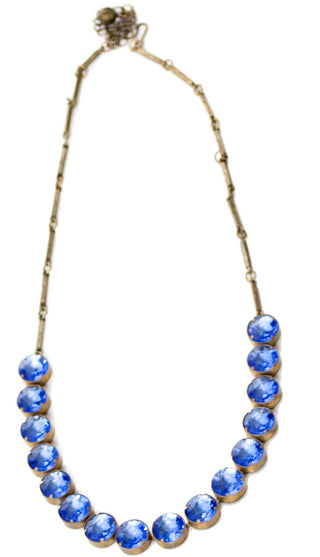 Blue Vintage Art Deco Crystal Open Back Necklace - Dressing Vintage