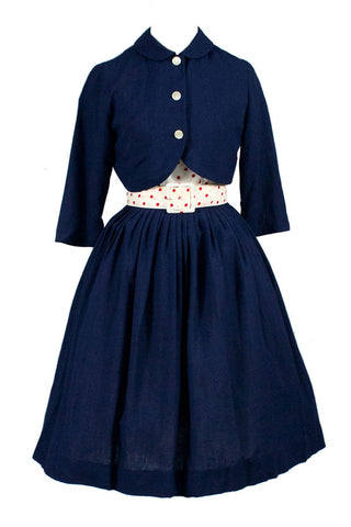 1950s I Magnin Vintage Girl's 2 Pc Dress Bolero Jacket - Dressing Vintage